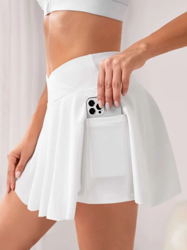 Skort deportivo de cintura ancha con bolsillo para teléfono - Imagen 3
