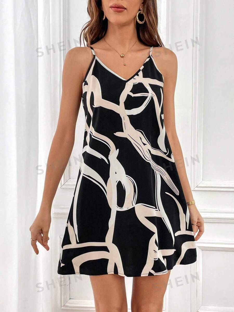 Vestido de tirantes con estampado de dibujo - Imagen 3