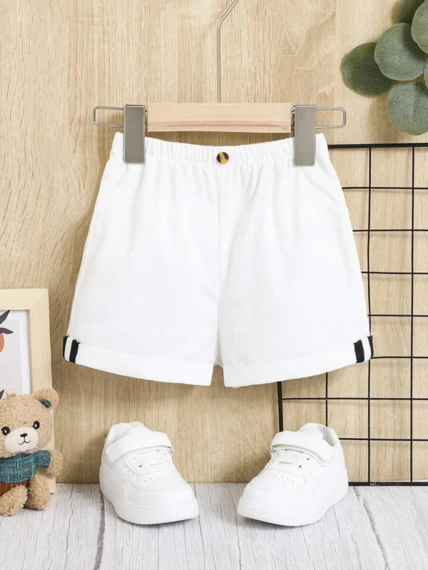 Bebé niño Shorts con cinta en contraste bajo de doblez