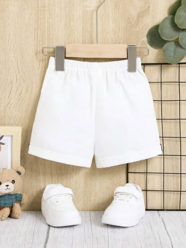 Bebé niño Shorts con cinta en contraste bajo de doblez - Imagen 2