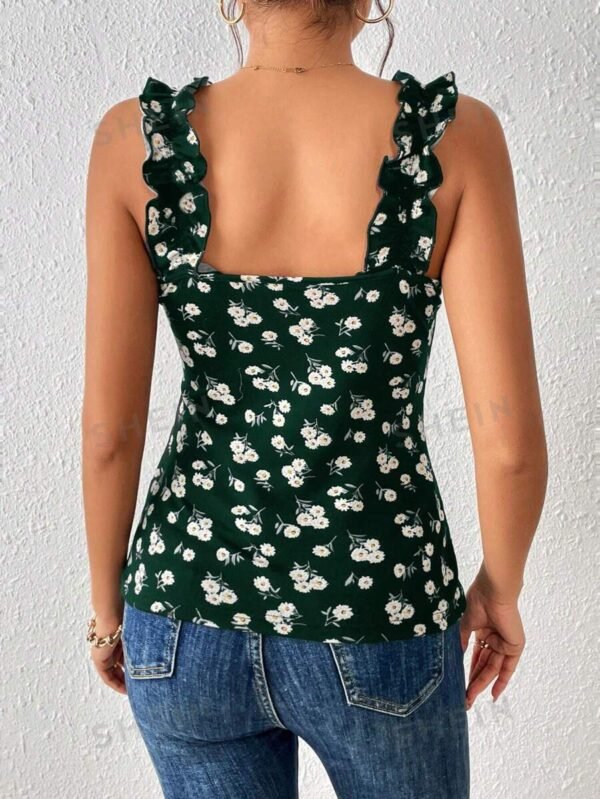 Top de tirantes con estampado floral ribete con fruncido - Imagen 2