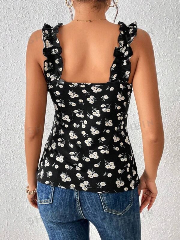 Top de tirantes con estampado floral ribete con fruncido - Imagen 2