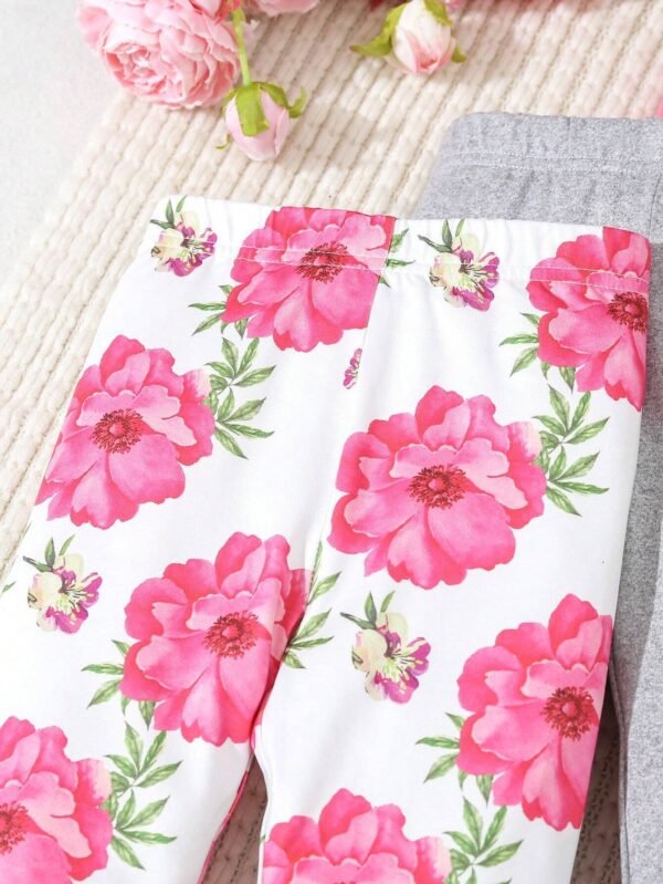 Pantalones Largos Con Estampado De Flores Rosas Simples Y Cómodos Para Bebés - Imagen 2