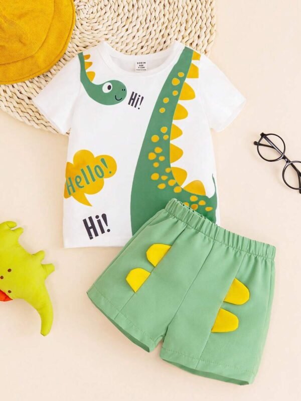 Conjunto De Shorts Impresos De Dinosaurio