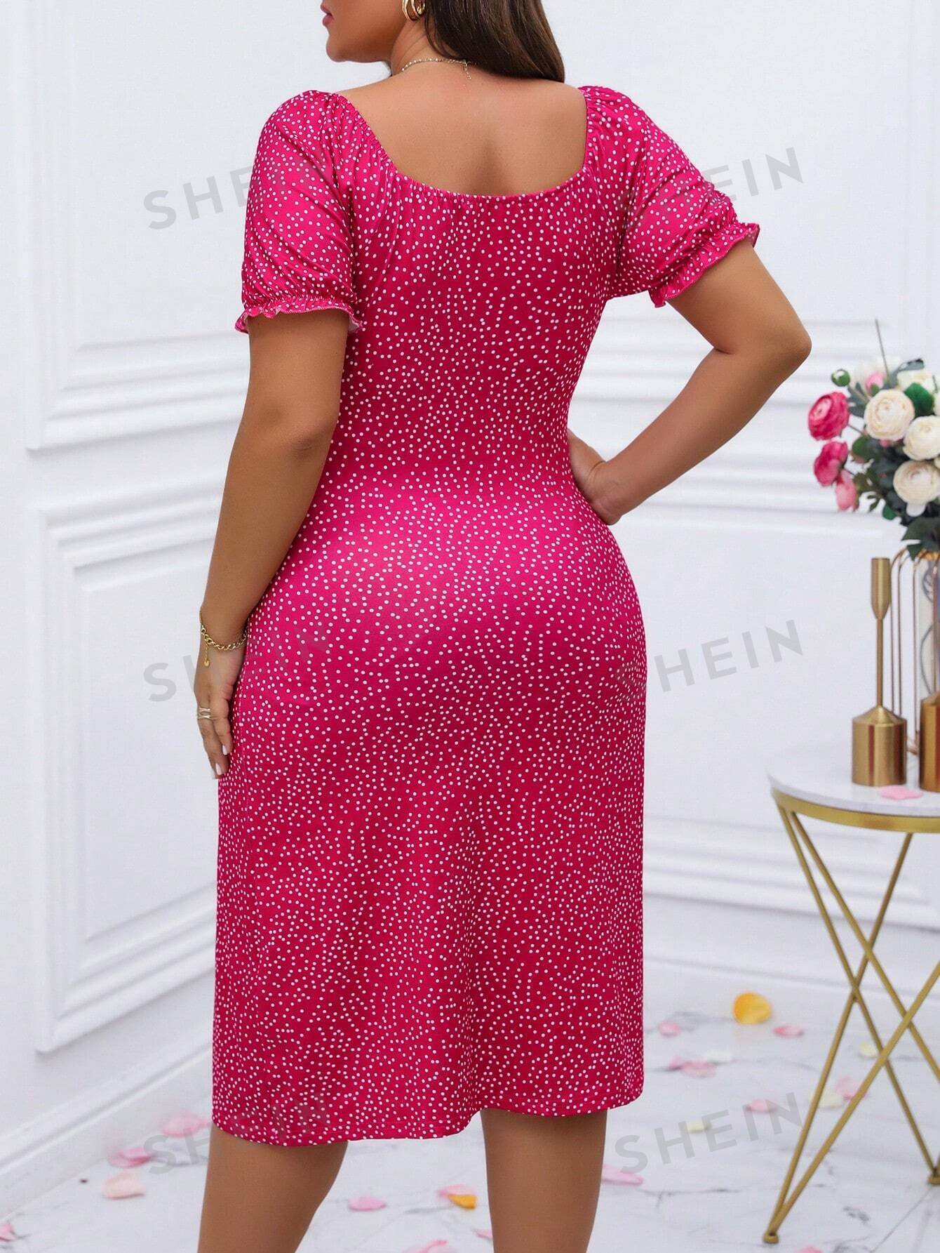 Vestido De Talla Grande Para Mujer Con Estampado De Lunares - Imagen 2