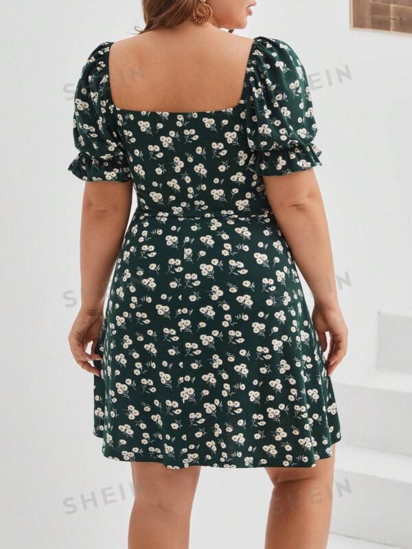 Vestido De Talla Grande Con Cuello De Corazón, Detalle De Cordón - Imagen 2