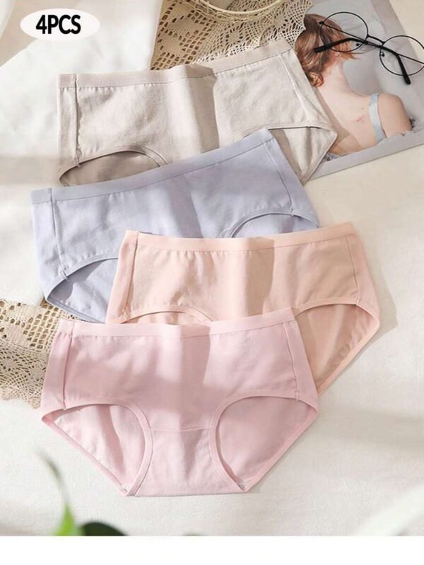 Piezas/pack Ropa Interior Femenina De Color Sólido Transpirable Y Amigable Con La Piel