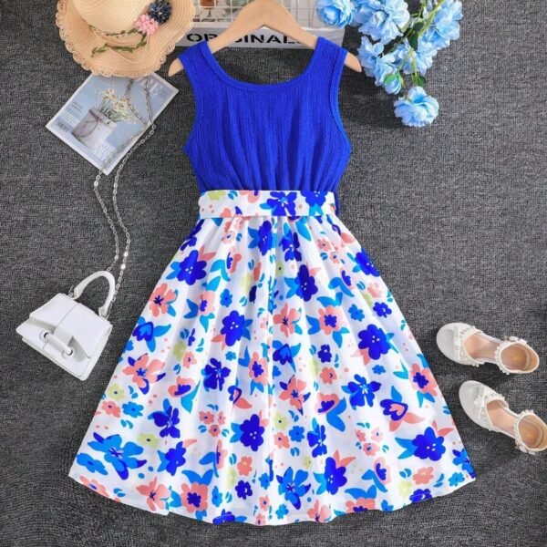 Vestido sin mangas para niña preadolescente con diseño floral y estilo elegante - Imagen 2