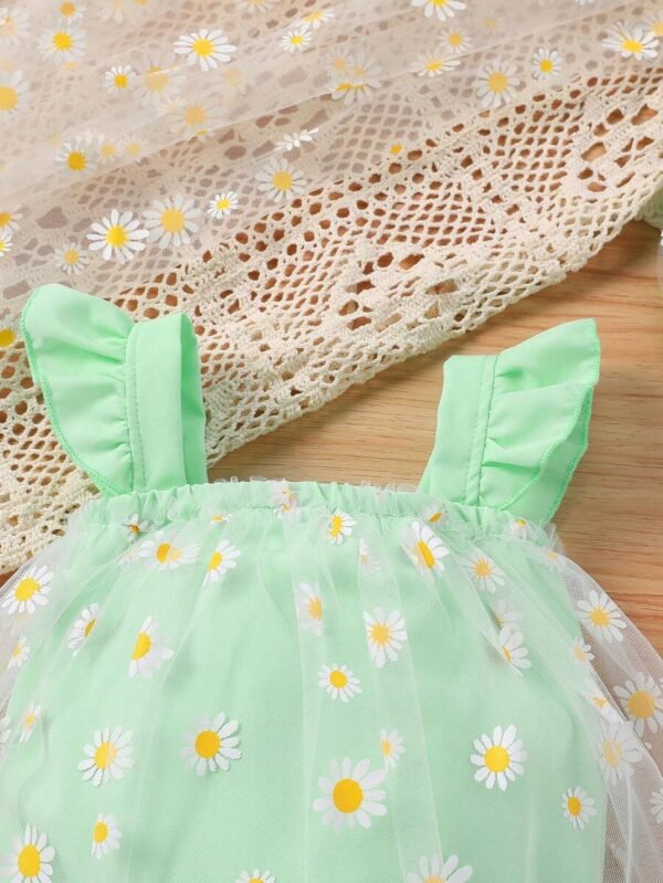 Lindo conjunto para bebé niña de falda de malla con dobladillo de volantes de unicolor - Imagen 3
