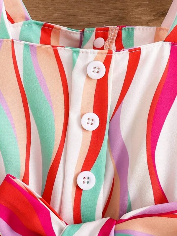 Vestido de verano para bebé niña con estampado de rayas coloridas - Imagen 3