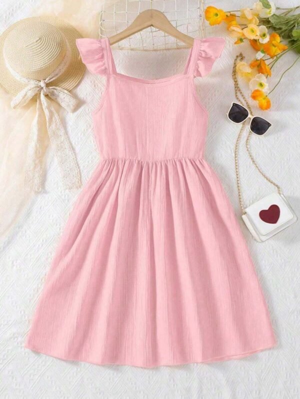 Vestido casual de línea A sin mangas con cuello cuadrado y cintura elástica - Imagen 2