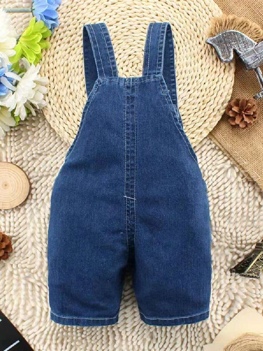 1 pieza de monos vaqueros sin manga para bebé niño con estampado de animales lindo - Imagen 2