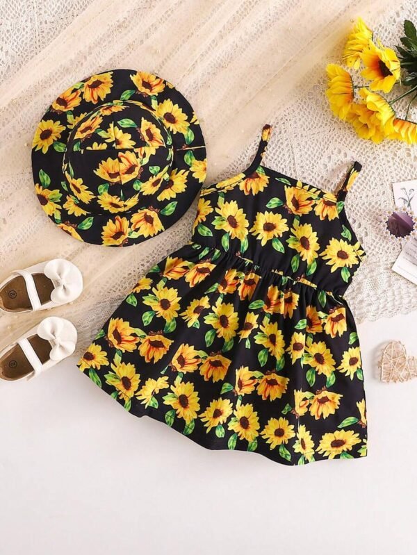 Conjunto de vestido de estilo casual + sombrero - Imagen 2