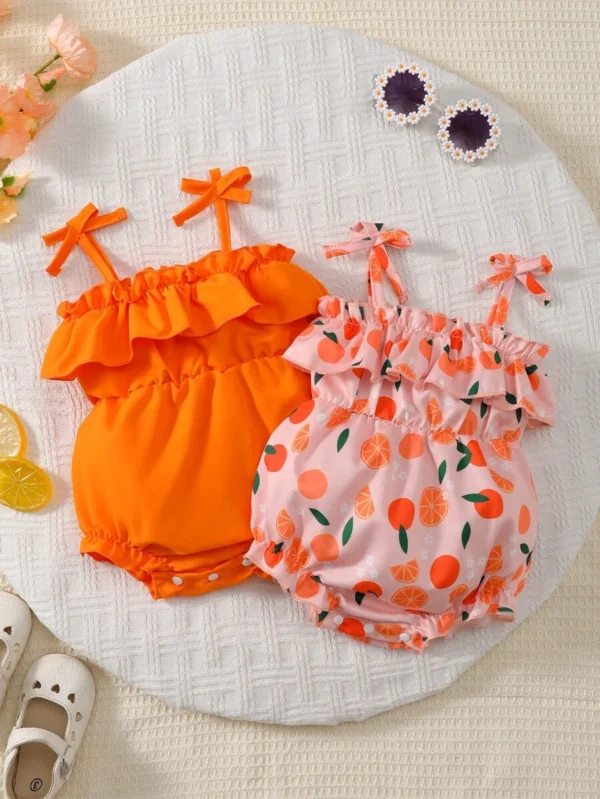 Body con diseño sólido y estampado de frutas