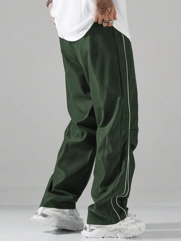 Pantalones informales sencillos para hombres con borde y cordón - Imagen 3