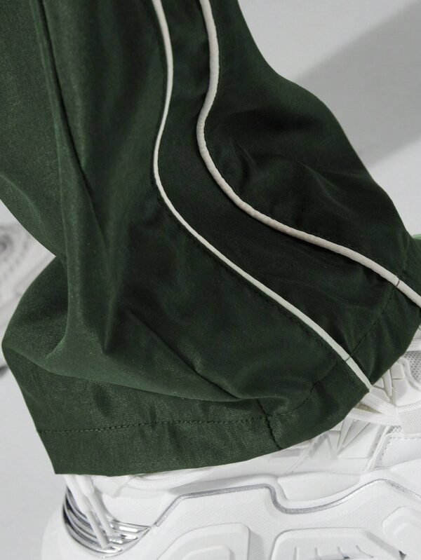 Pantalones informales sencillos para hombres con borde y cordón - Imagen 2