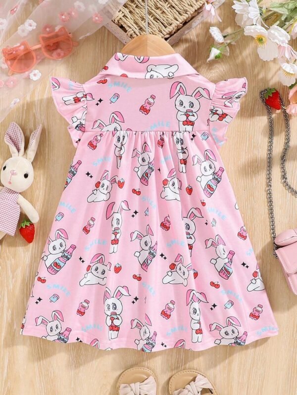 Vestido casual y lindo con diseño de conejo y cuello vuelto - Imagen 2