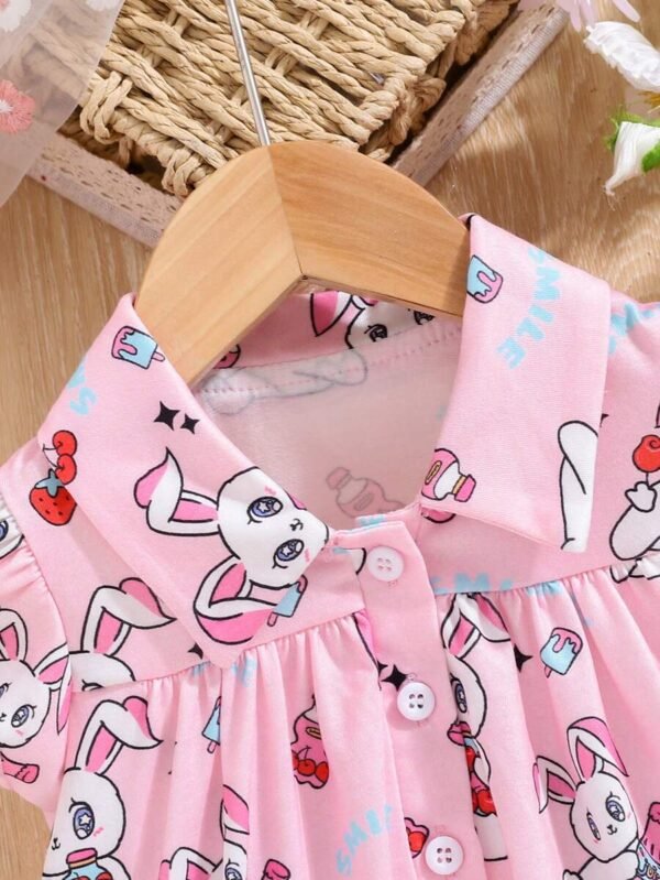 Vestido casual y lindo con diseño de conejo y cuello vuelto - Imagen 3