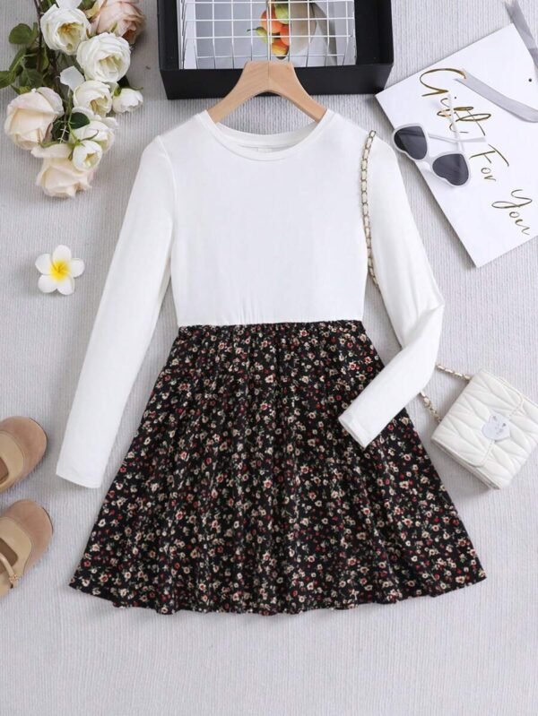 Vestido floral casual de punto con mangas largas