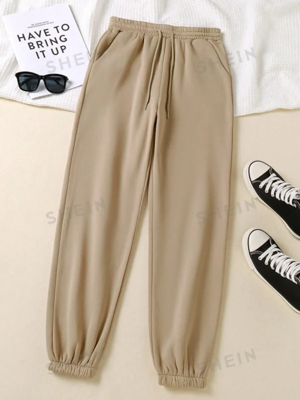 Pantalones deportivos unicolor de cintura con cordón térmico