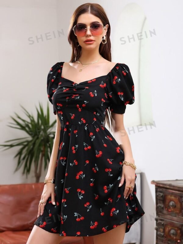 Vestido Drapeado Frutas y verduras Casual - Imagen 3