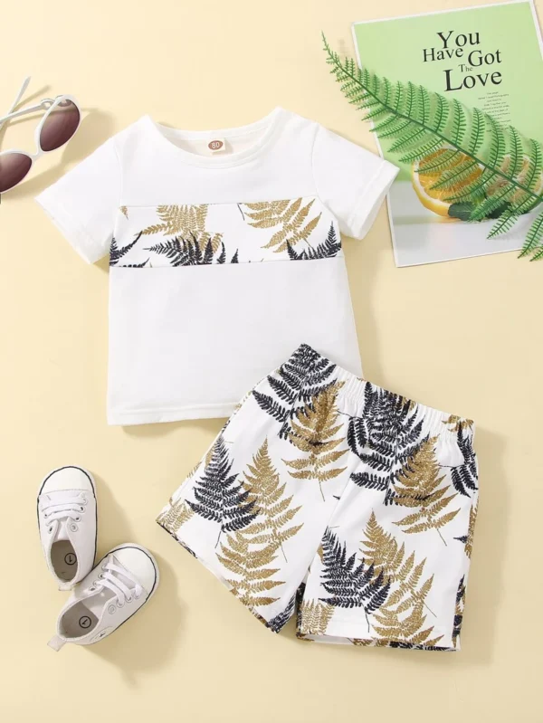 Bebé niño Shorts con camiseta con estampado tropical