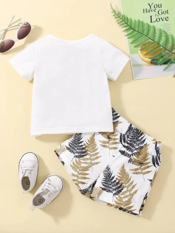 Bebé niño Shorts con camiseta con estampado tropical - Imagen 2