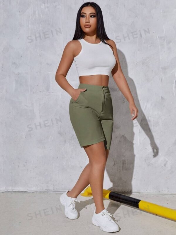 Shorts de talle alto con bolsillo oblicuo - Imagen 3