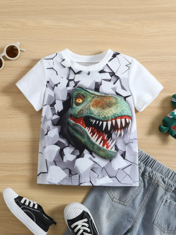 Camiseta De Dinosaurio Impresa Para Niños Pequeños