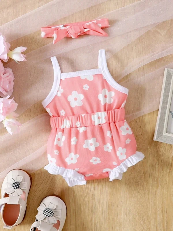 Monos Romper De Tirantes Sin Mangas Con Volante Y Estampado Floral