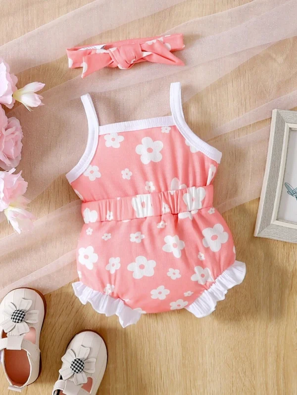 Monos Romper De Tirantes Sin Mangas Con Volante Y Estampado Floral - Imagen 2