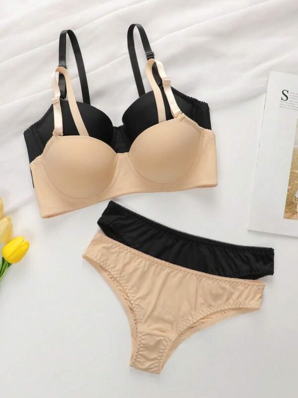 ropa interior para mujer de unicolor, sujetador con aros y bragas triangulares