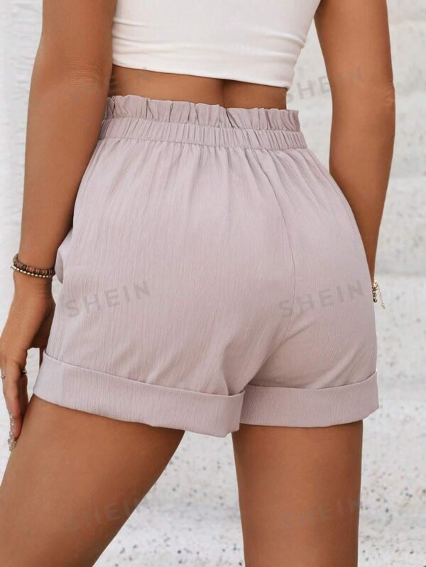 Pantalones Cortos De Cintura De Bolsa De Papel Con Dobladillo Enrollado - Imagen 2