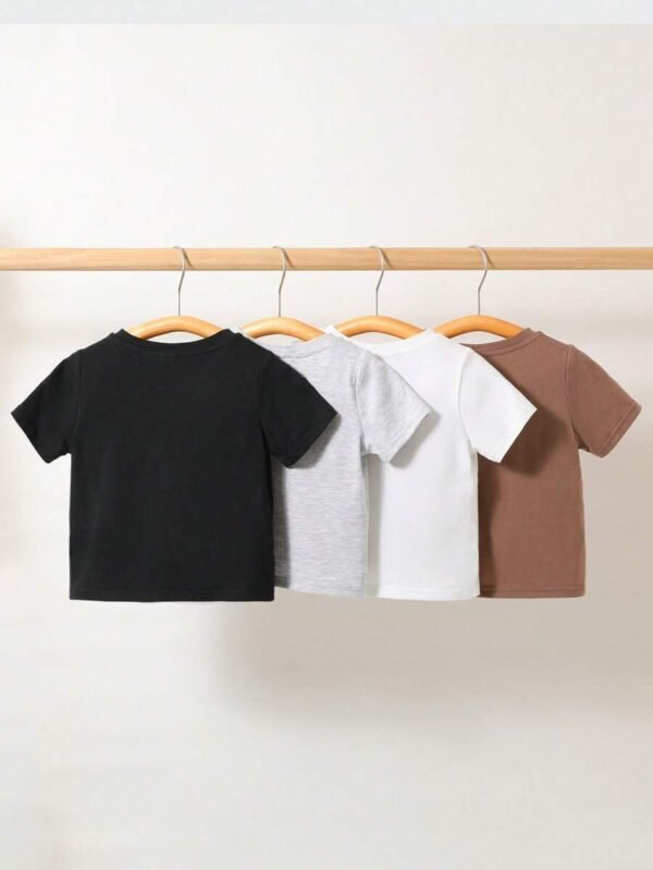 camiseta de manga corta de cuello redondo y unicolor tejido suave - Imagen 2