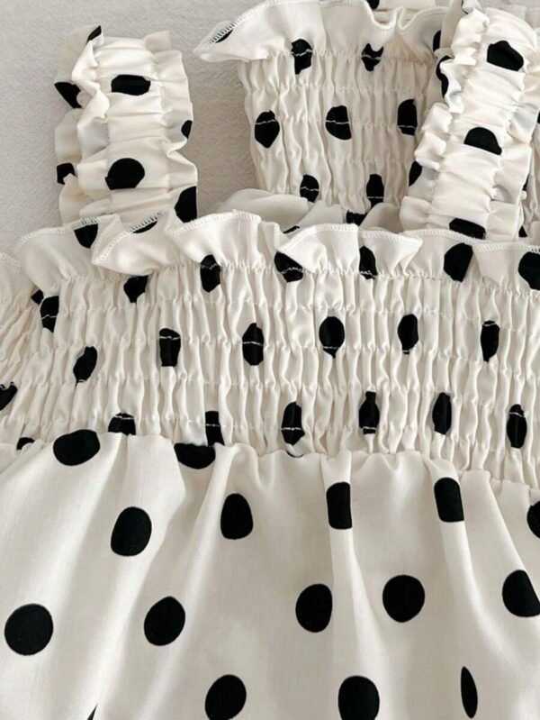 Vestido de princesa de verano con tirantes de espagueti y lunares lindos - Imagen 2