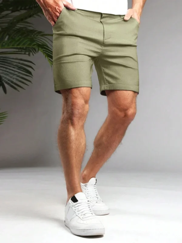 Shorts Khaki casuales de moda y de color sólido - Imagen 3