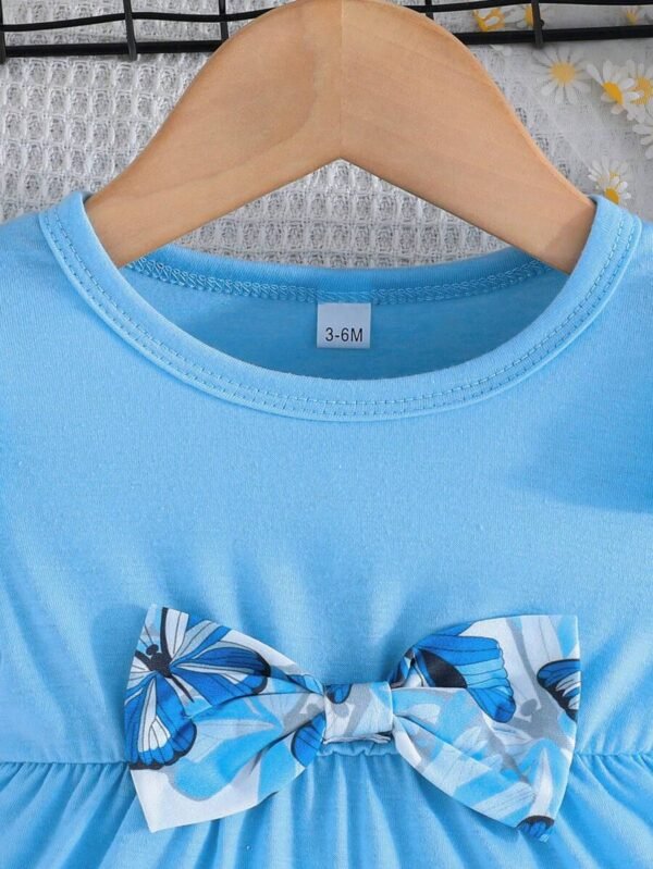 Conjunto de verano para bebé niña que incluye camiseta de manga corta con ribete de volantes - Imagen 3