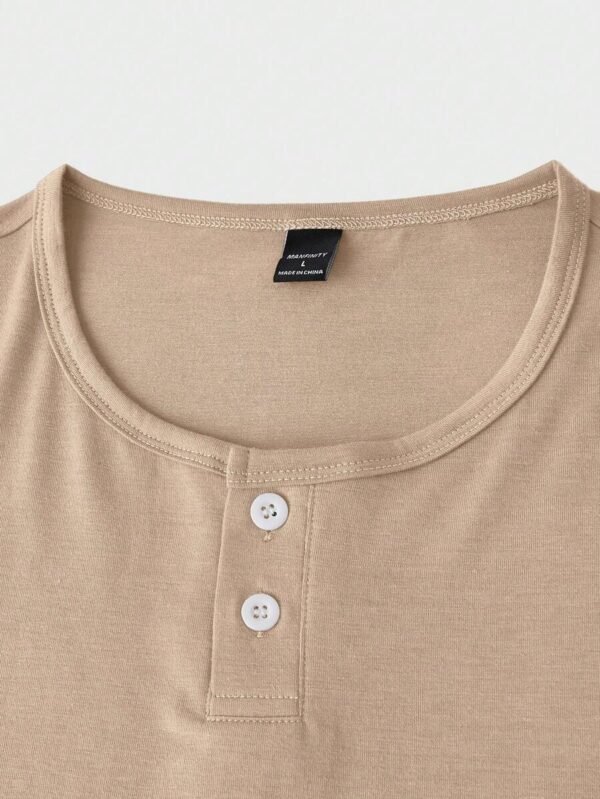 Camiseta casual de verano para hombre con cuello tipo polo abotonado - Imagen 3
