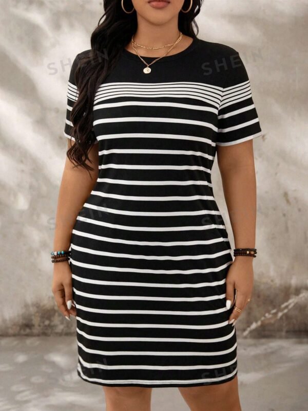 Vestido casual de verano de talla grande con cuello redondo