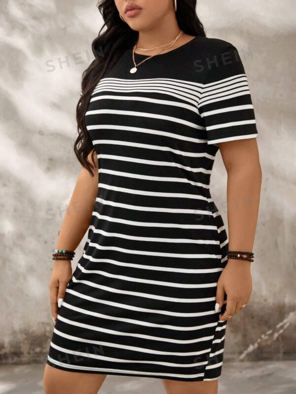 Vestido casual de verano de talla grande con cuello redondo - Imagen 3