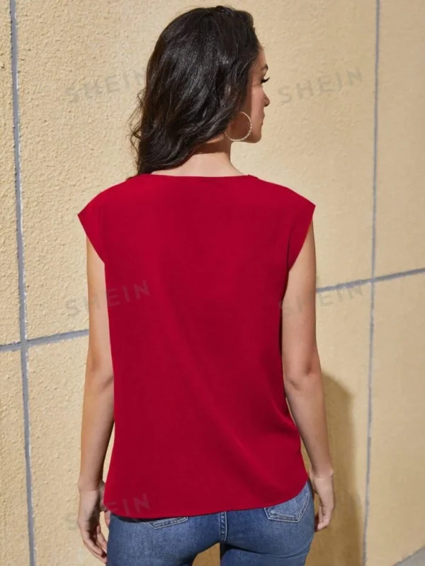Blusa unicolor cuello escote drapeado - Imagen 2