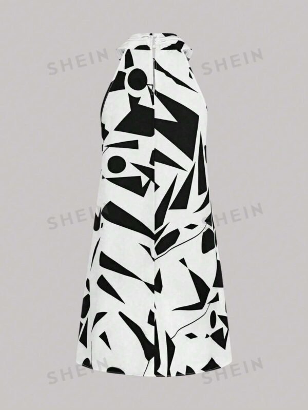 Vestido casul de cuello halter con estampado geométrico - Imagen 2