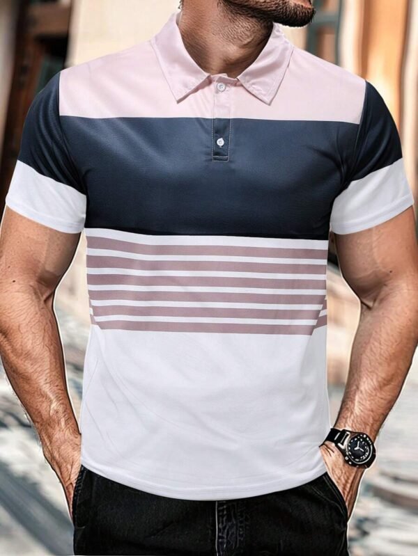 Camisa polo casual de verano con mangas cortas y rayas