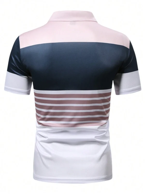 Camisa polo casual de verano con mangas cortas y rayas - Imagen 2