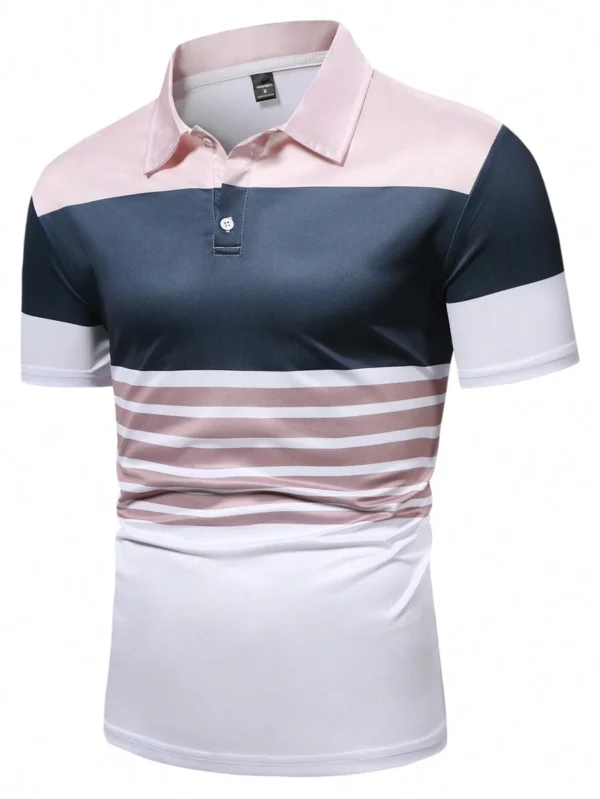 Camisa polo casual de verano con mangas cortas y rayas - Imagen 3