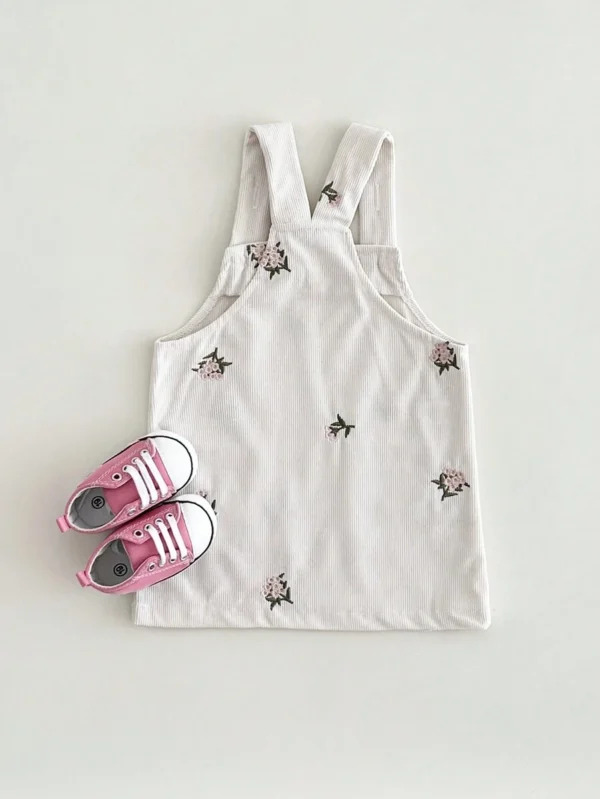 Vestido informal de peto con bolsillos de pana con bordado - Imagen 2