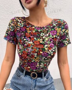 Camiseta floral girante trasero