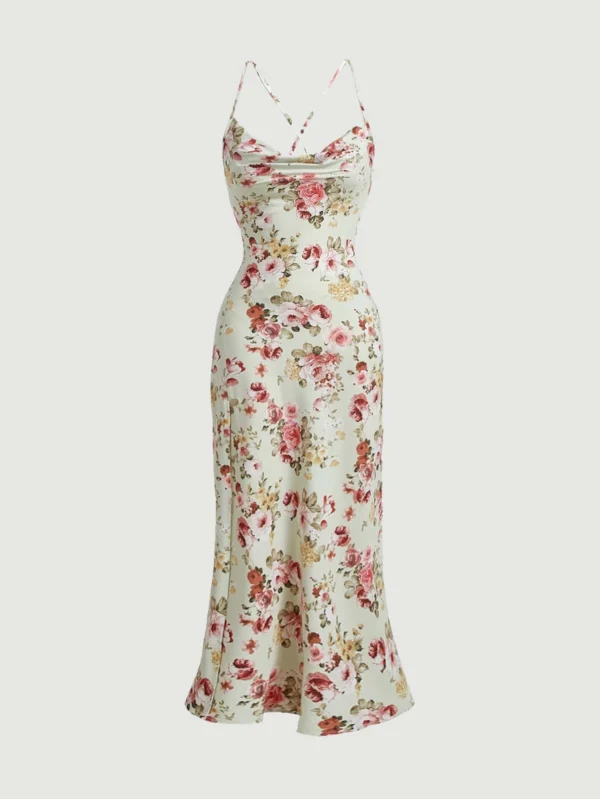Vestido de tirantes con estampado floral de espalda abierta