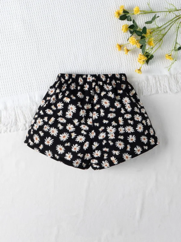 Shorts de pierna ancha y corte holgado con patrón floral - Imagen 3