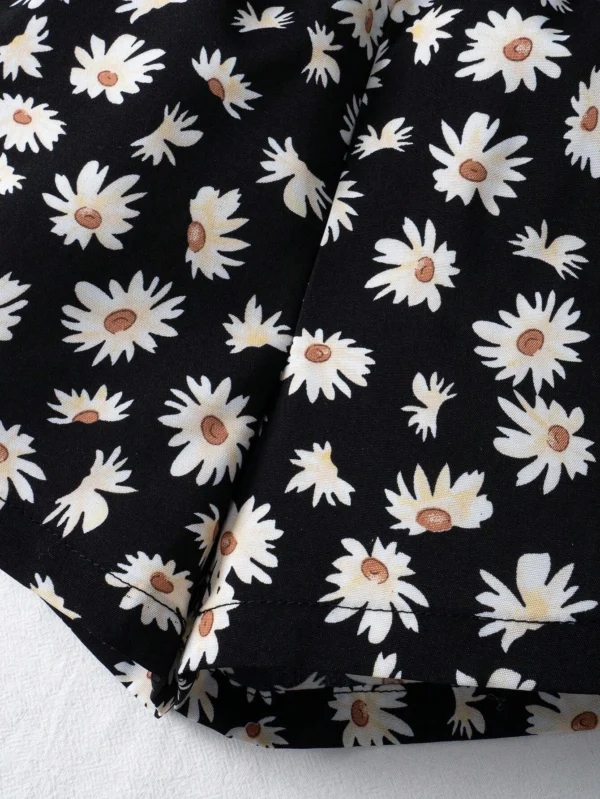 Shorts de pierna ancha y corte holgado con patrón floral - Imagen 2